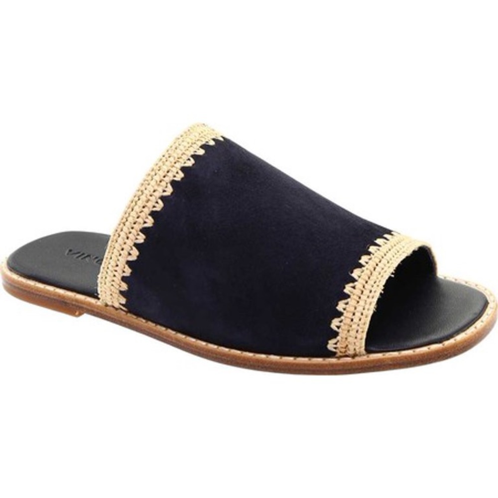 🆕 Vince | Padmore Suede Slide Sandals Navy NIB